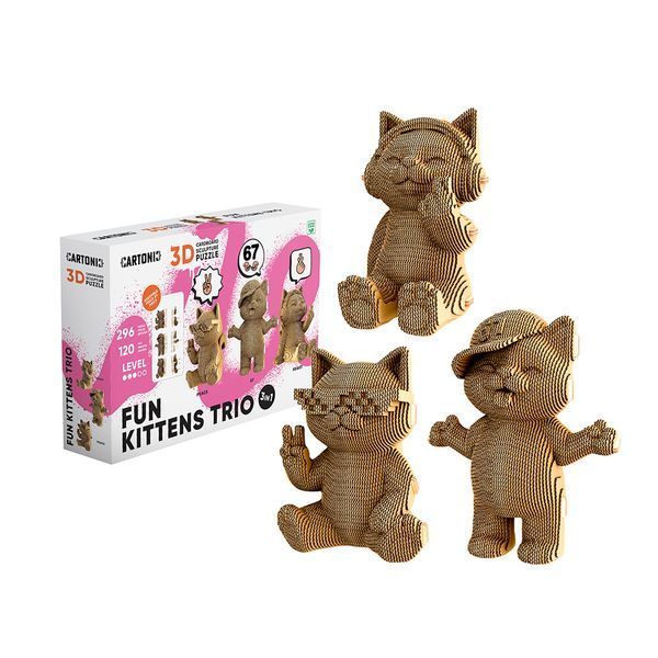 3D пазл Cartonic Веселі кошенята (FUN KITTENS TRIO) - Картонний 3Д пазл(CARTFUNTRIO) фото