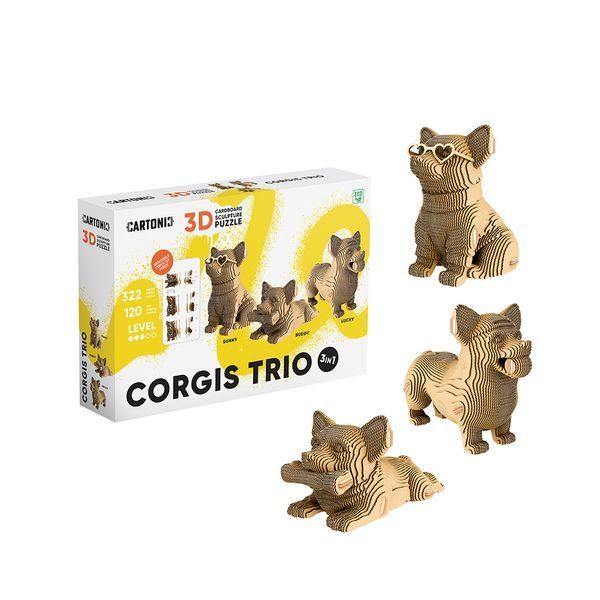 3D пазл Cartonic Тріо Коргі (CORGIS TRIO) - Картонний 3D-пазл(CARTCORTRIO) фото