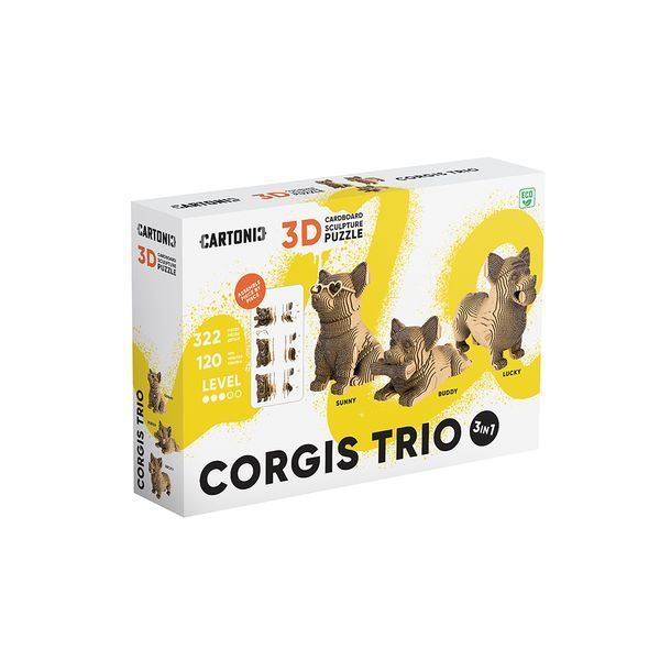 3D пазл Cartonic Тріо Коргі (CORGIS TRIO) - Картонний 3D-пазл(CARTCORTRIO) фото