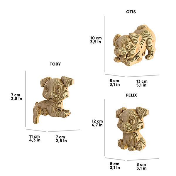 3D пазл Cartonic Тріо Цуценят (HAPPY PUPPIES TRIO) - Картонний 3D-пазл(CARTHAPTRIO) фото
